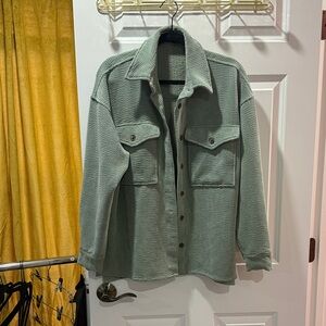 Men's Green Waffle Knit Jacket